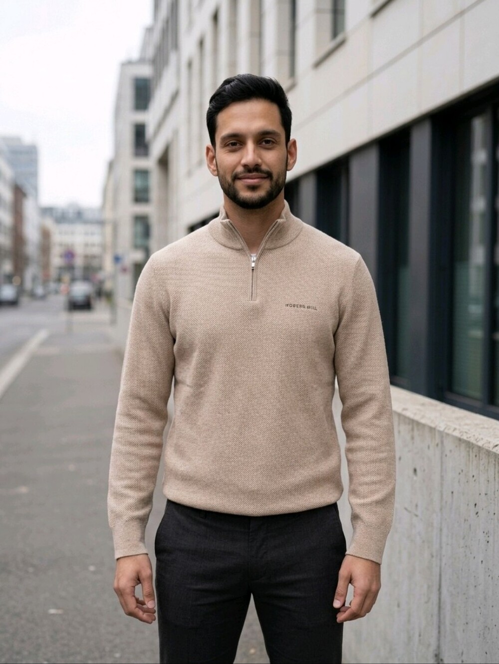 Bonobos NWOT‎ SZ L Beige 1/4 Zip Cashmere Blend Sweater Preppy Neutral Classic